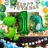 Happy 1st Birthday Decorations - Large Dinosaur Foil Balloons, Number 1 & Dinosaur Printed Balloons, Banner for Boy &