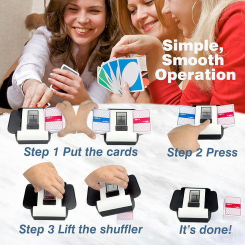Modes,1-2 Rummy,Spades Rechargeable Automatic Card Shuffler,Auto & Manual Deck Capacity,Low Noise Design,Perfect