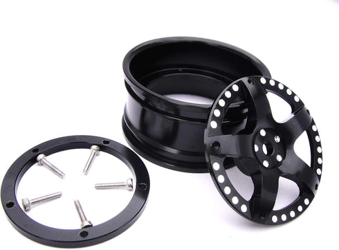 hobbysoul 2pcs RC 1/10 Aluminum Alloy Wheel Rims, Hex 12mm Adjustable Offset Black for 1:10 RC On Road Cars