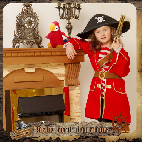 Funtery Halloween Plush Pirate Parrot Toy, Stuffed Accessory for Halloween Pirate Party Costume