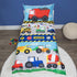 Baby Boom 4 Set, Set Funhouse Construction Area Piece Toddler Bedding Trucks Includes Comforter, Sheet Fitted + Top