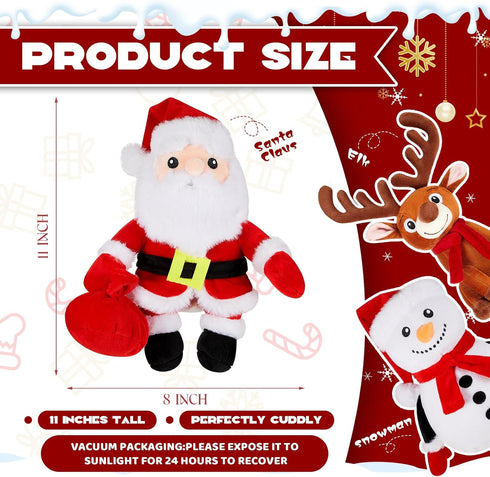 Poen 3 11 Inch Set Pcs Christmas Stuffed Animals Santa Claus Snowman Reindeer Plush Pillow, Christmas Plush Doll Toys