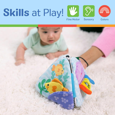 Melissa & Doug Ocean Tummy Time Triangle Infant Toy, Soft Sensory Floor Toy with Textures & Mirror for Newborns to 6