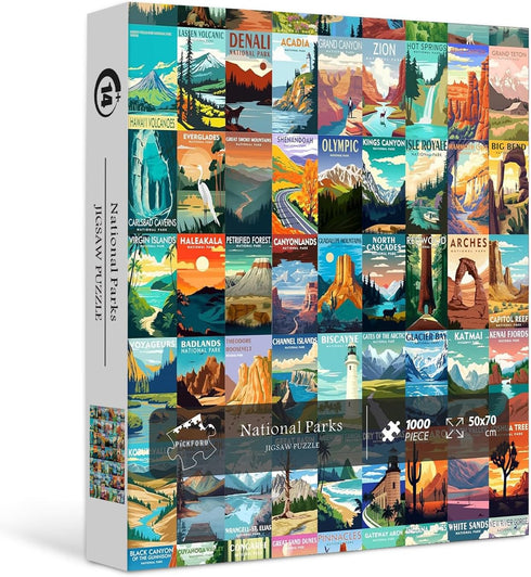 National Parks Puzzle for Adults, 1000 Pieces Travel Poster Landscape Puzzle Including Zion, Yellowstone
