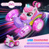 Innofans 360 4WD 3-6 7-9 10-12 Unicorn Remote Control Car for Girls, Rotating Stunt RC Cars with Cute Cool LED Lights