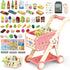 RedCrab Kids Shopping Cart,75PCS Toy Shopping Cart Playset with Food Shop Accessories,