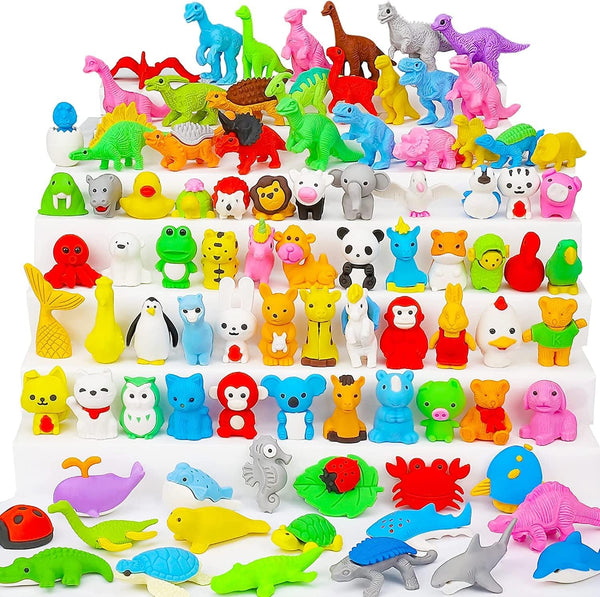 90Pcs Animal Desk Pets Erasers for Kids, Puzzle Erasers for Classroom Rewards, Party Favors
