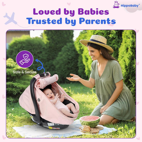 HippoBaby Waterproof Baby Car Seat Cover | Windproof Carseat Cover for Babies | Infant Car Seat Cover for Boys, Girls