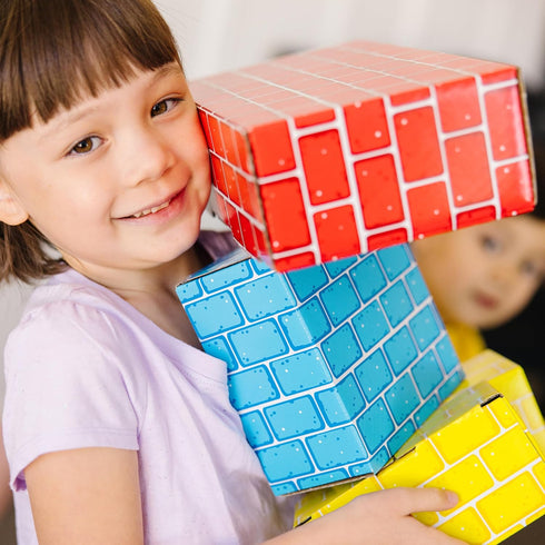 Melissa & Doug Jumbo Extra-Thick Cardboard Building Blocks - 40 Blocks in 3 Sizes for Pretend Building
