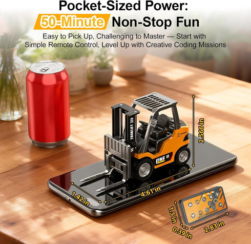 DAOGU 1:64 6-12,Christmas mini RC Forklift Toy - Alloy Remote Control Crane with Liftable Forks,STEM Educational