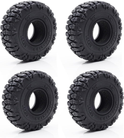 1.0 Tires, 60 * 22mm Soft Rubber Crawler Wheel Tires with Foam Inserts for 1/18 TRX4M 1/24 RC Crawler