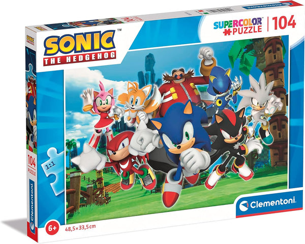 Clementoni 27159 Sonic Supercolor Jigsaw Puzzle for Kids Age 6 - 104 Pieces, Made in Italy