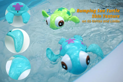 Swimming 18M+ (3pcs) DUCKBOXX XX Wind-up Sea Turtles Bath Toy, No Battery Mold-Free Anti-Rust Interactive Montessori
