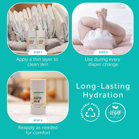 0.63 3-Pack Mambino Organics Little Bottoms Diaper Balm, Baby Essentials Diaper Rash Cream, Newborn Essentials Must