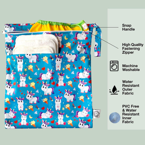 4 Pack Waterproof and Reusable Wet Bag Diaper Stroller Water Resistant Swimsuit Travel Toiletries Yoga Gym Washable