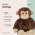 Bearington Collection 15-Inch Monkey Stuffed Animal Plush Toy - Soft & Washable Swings Monkey for Babies & Toddlers