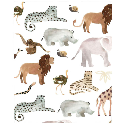 Super Soft Fitted Crib Sheet - Water Color Jungle Friends Design