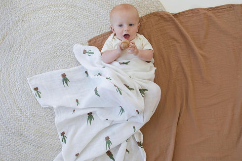 LEYL&ARI Cactus Muslin Swaddle Blanket | Soft Receiving Blankets for Infants | Cacti & Sand Design