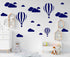 Giant Removable Vinyl 3D Hot Air Balloons with Clouds Wall Decals for Kids Bedroom Decor (White, Navy Blue)