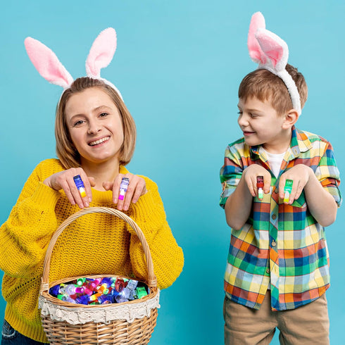 Seeiuua 36Pcs Easter Eggs with LED Finger Lights Glow In The Dark Easter Eggs Rings for Kids Toddler