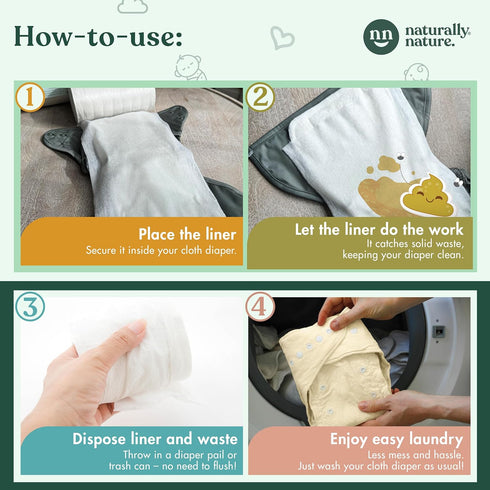 600 Count (6 100 Naturally Nature Disposable Cloth Diaper Liners, Unscented, Fragrance-Free, Chlorine Free Diaper