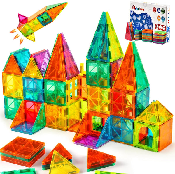 Magnetic Building Tiles Set, 3D STEM Stacking Toys, Magnet Building Blocks for Kids Boys Girls