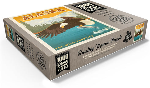 MyPuzzle Alaska: Eagle Vintage Poster, Premium 1000 Piece Jigsaw Puzzle for Adults