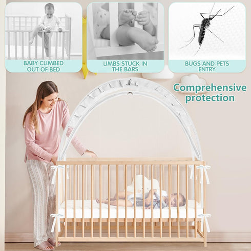 Zkaitoy Crib Tent - Crib Net to Keep Baby in, Stop Baby from Climbing Out of Crib, Pop Up Crib Tent with Durable