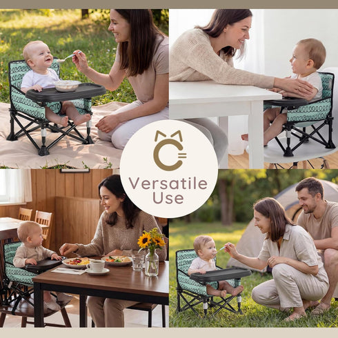 6-36 Toddler Booster Seat for Dining Table & Kitchen Chair - Portable Foldable with Removable Tray, Baby Camping Chair