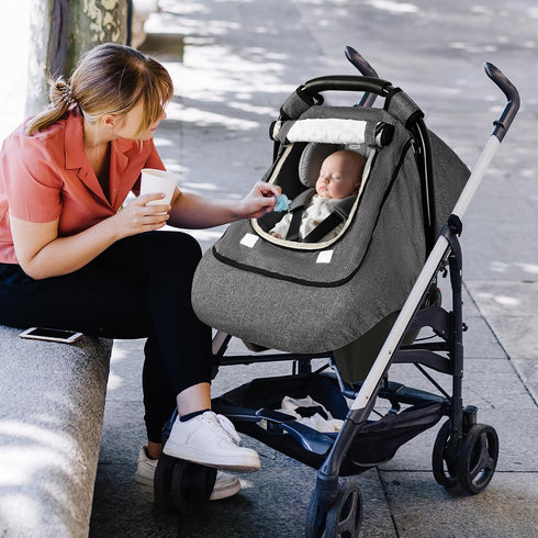 Cozy, GFU Winter Baby Car Seat Cover Waterproof, Windproof Car Seat Covers for Newborns with Double-Layer Window
