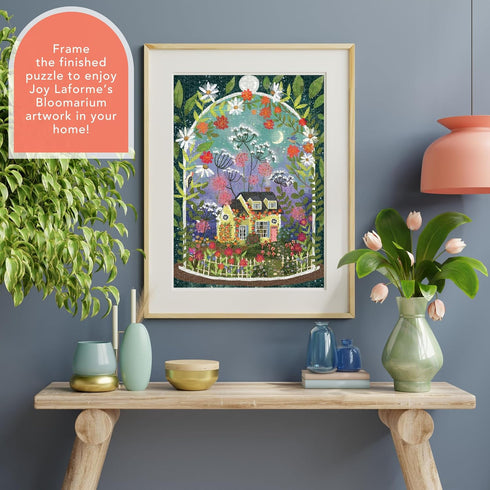 Galison Bloomarium – 1000 Piece Joy Laforme Jigsaw Puzzle of A Cozy Cottage in A Blooming Terrarium