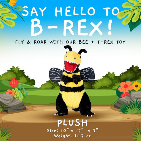 Randimals Plush Toy Stuffed Animal Mix - Bee & Tyrannosaurus Hybrid Soft Animals for Girls & Boys