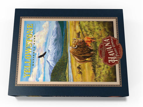 MyPuzzle Yellowstone National Park Vintage Travel Poster, Hayden Valley Bisons - Premium 1000 Piece Puzzle