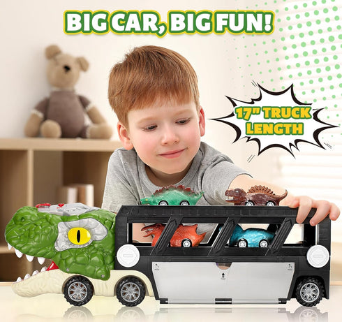 3-5, 5-7, 10 Set 3-4 3 4 5 6 Dinosaur Toys for Kids Dinosaur Transport Carrier Truck with Mini Car, Dinosaur T-Rex Cars