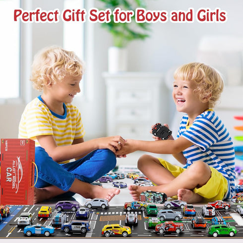 Bublonics 48pcs Set,Alloy Set,Toy 3-8 Pull Back Cars Racing Car Toys,Bulk Mental Trucks Toy Vehicles Cars for Kids Ages