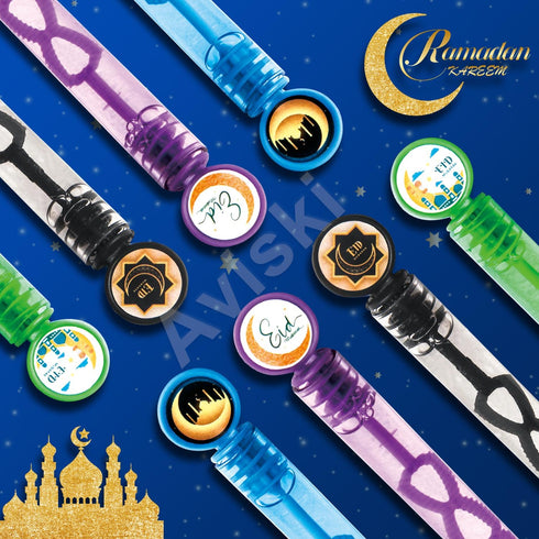 80Pcs Eid/Ramadan Mubarak Bubble Wands, Mini Bubble Wands for Party Favors, Goodie Bag Fillers for Kids Adults