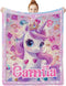 Personalized Baby Blanket with Unicorn Pattern for Girls, Custom Kids Blanket with