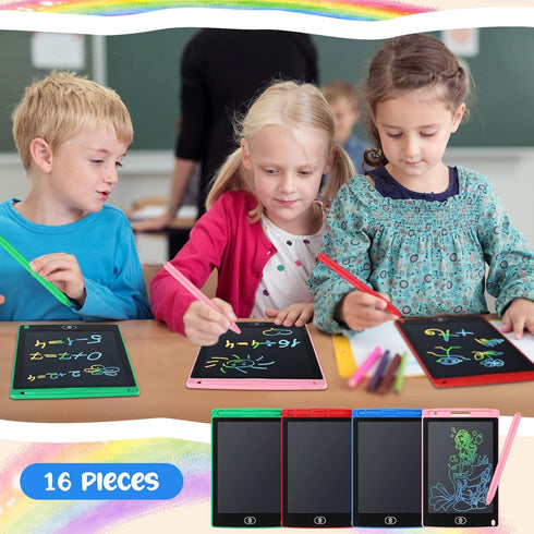 16 Pieces LCD Writing Tablet Doodle Pad, 8.5 Inch Colorful Reusable Writing Tablet for Kids