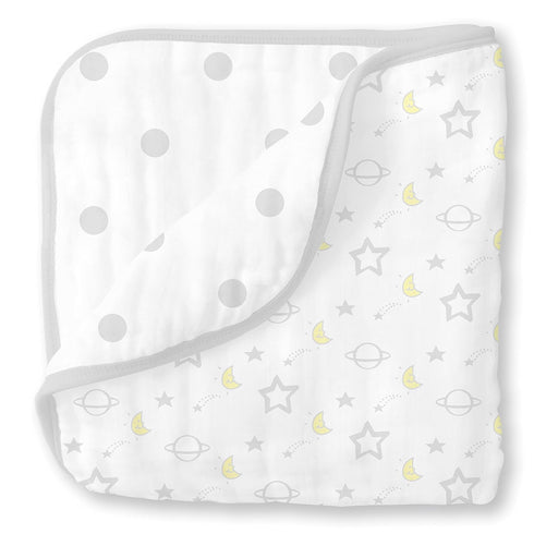 SwaddleDesigns 4-Layer Cotton Muslin Luxe Blanket, Baby and Toddler Cuddle and Dream,