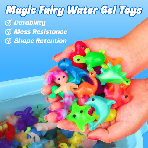 20 Set Mocoosy Colors Magic Water Gel Kit for Kids, Aqua Fairy Water Elf Toy Kit with Aqua Gels & Squishy Molds, Make
