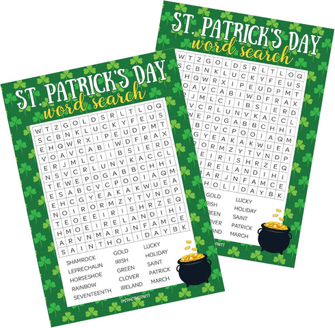 DISTINCTIVS St. Patrick's Day Word Search Classroom Party Game - 25 Player Cards