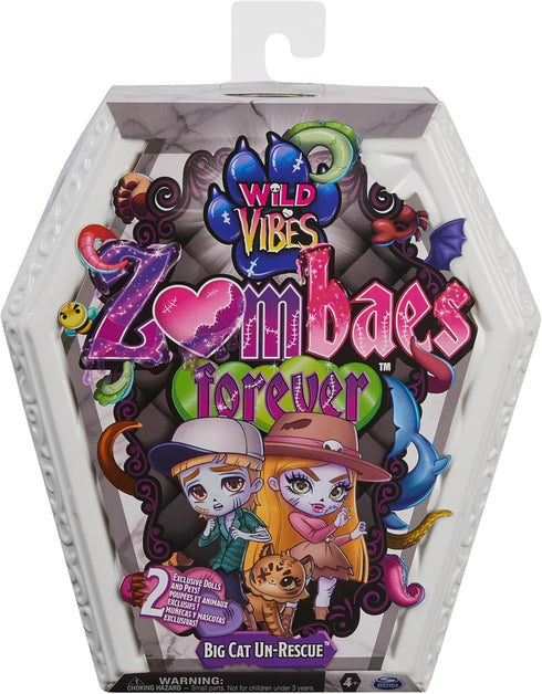 Wild Vibes Big Cat Un-Rescue Zombie Dolls - Deluxe Set with 2 Exclusive 3.5-Inch Figures, 2 Pets & More