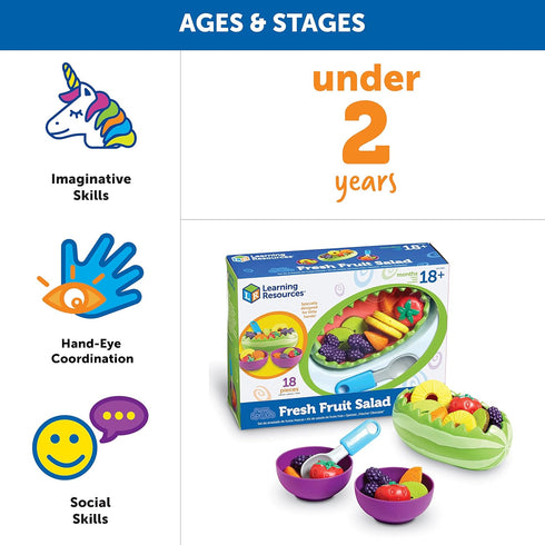 1-3, Sets, Learning Resources New Sprouts Fresh Fruit Salad - Realistic Play Food for Toddlers Preschool Learning Toys
