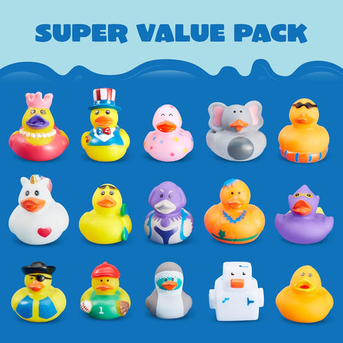 120 Summer JOYIN Pcs Rubber Ducks, Random Assortment Ducks Bulk with Mesh Carry Bag, Mini Rubber Duckies for Baby Bath