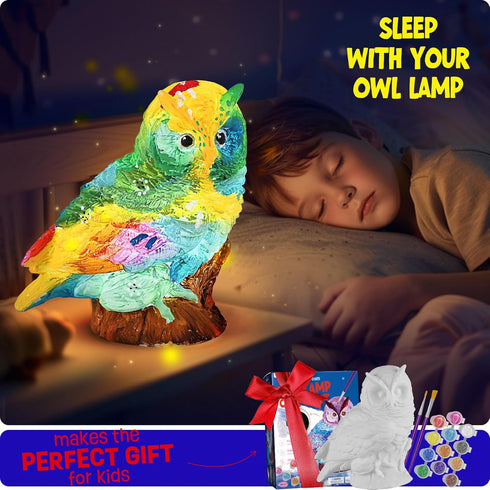 Paint Your Own Owl Lamp Kit, Arts & Crafts Supplies for Kids Ages 6-12, Birthday Gift for Boys and Girls