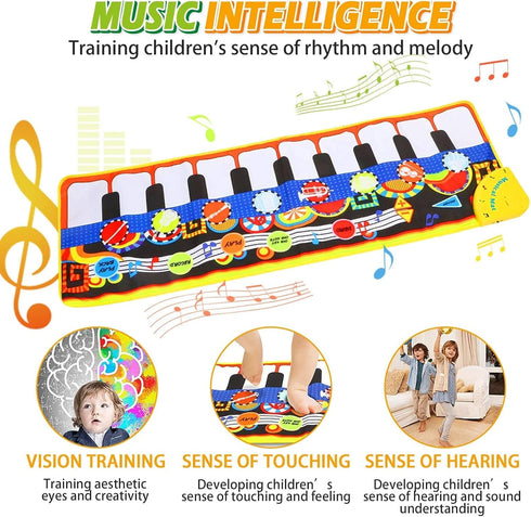 25 1 2 3+ Cyiecw Piano Mat, Toddler Toys Musical Mat with Music Sounds Floor Piano Keyboard Mat Carpet Touch Playmat