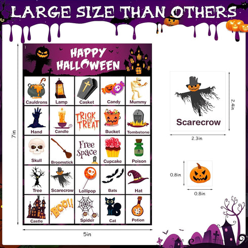 V-Opitos Halloween Bingo Game Card for Kids/Adults, 36 Players, Family/School Classroom Halloween Party Favor
