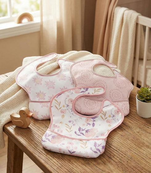 3-Pack Waterproof Baby Bibs for Eating - Mess Proof Lightweight Toddler Feeding Bibs with Large Food Catcher