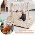 6 Razee Wooden Baby Play Gym Activity Mat, Leaf Shaped Play Mat Baby Gym with Hanging Sensory Toys Foldable Baby Gym