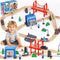 TOY Life Wooden Train Set for Toddlers 2-4, 56PCS Police Station Train
